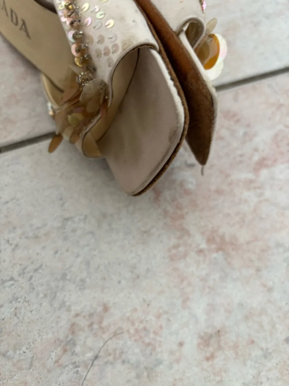 Prada heels Bead slides 90s shoes vintage sandals kitten mules sequin open toe - Picture 8 of 10